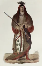 Wa-Na-Ta eli "Hyökkääjä", sioux- tai dakotaintiaanien suuri päällikkö, maalattu 1926, kuvitus teoksesta "Pohjois-Amerikan intiaaniheimot, osa 1", kirjoittaneet Thomas L. McKenney ja James Hall, julkaisija John G